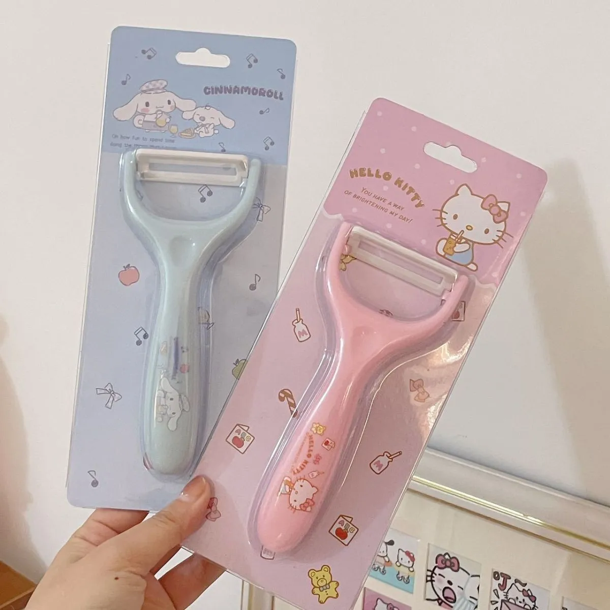Cute Cartoon Fruit Peeler & Paring Knife Set – Stainless Steel 2-in-1 Kitchen Gadget for Girls, Portable Vegetable Fruit Knife with Safety Cover